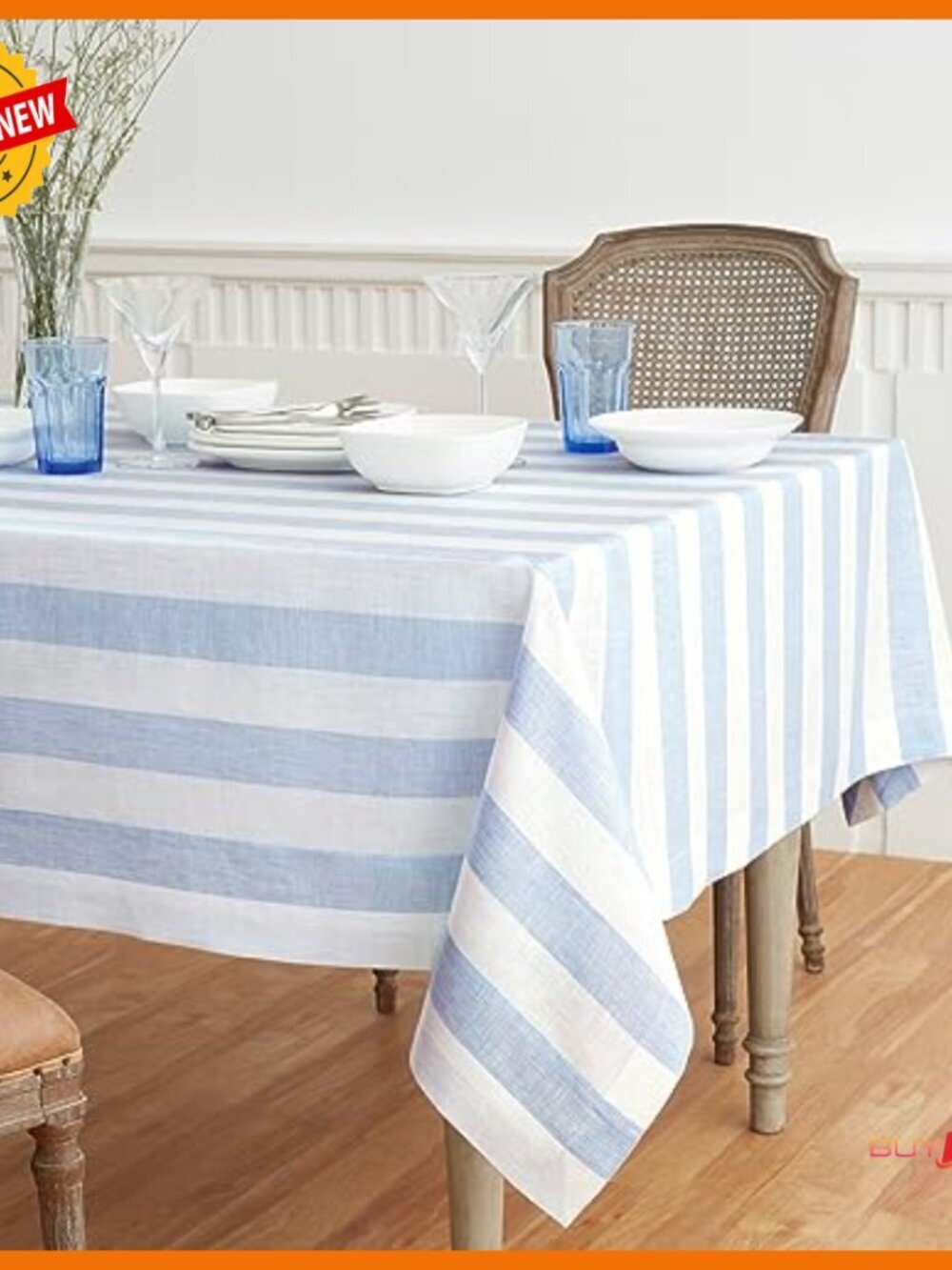 100% Pure Linen Tablecloth 60x132 Inch Rectangular Machine Washable - Picture 3 of 7